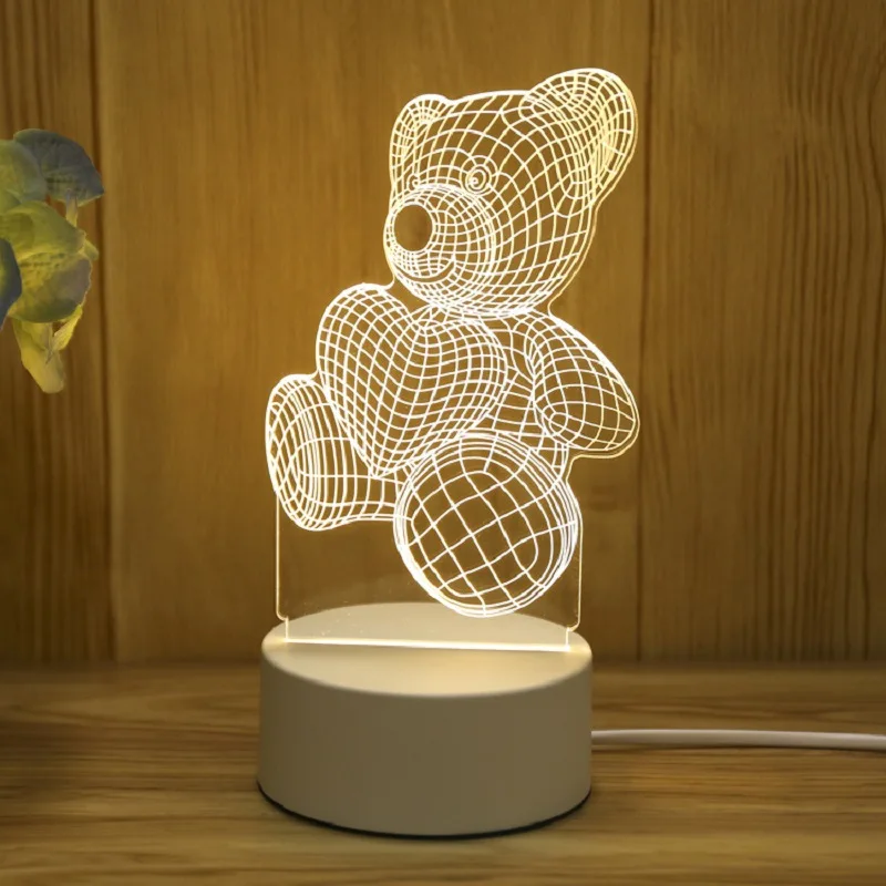 Romantic Love 3D Acrylic Led Lamp for Home Children's Night Light Wedding Decoration Birthday Party Valentine's Day Bedside Lamp