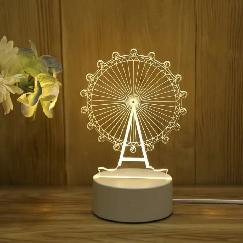 Romantic Love 3D Acrylic Led Lamp for Home Children's Night Light Wedding Decoration Birthday Party Valentine's Day Bedside Lamp
