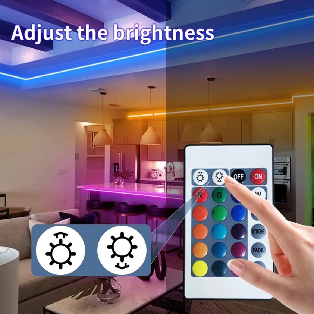 5V LED Strip Light RGB With USB 24Key Infrared Remote Control For Color Change Brightness SMD Suitable For Holiday Decoration