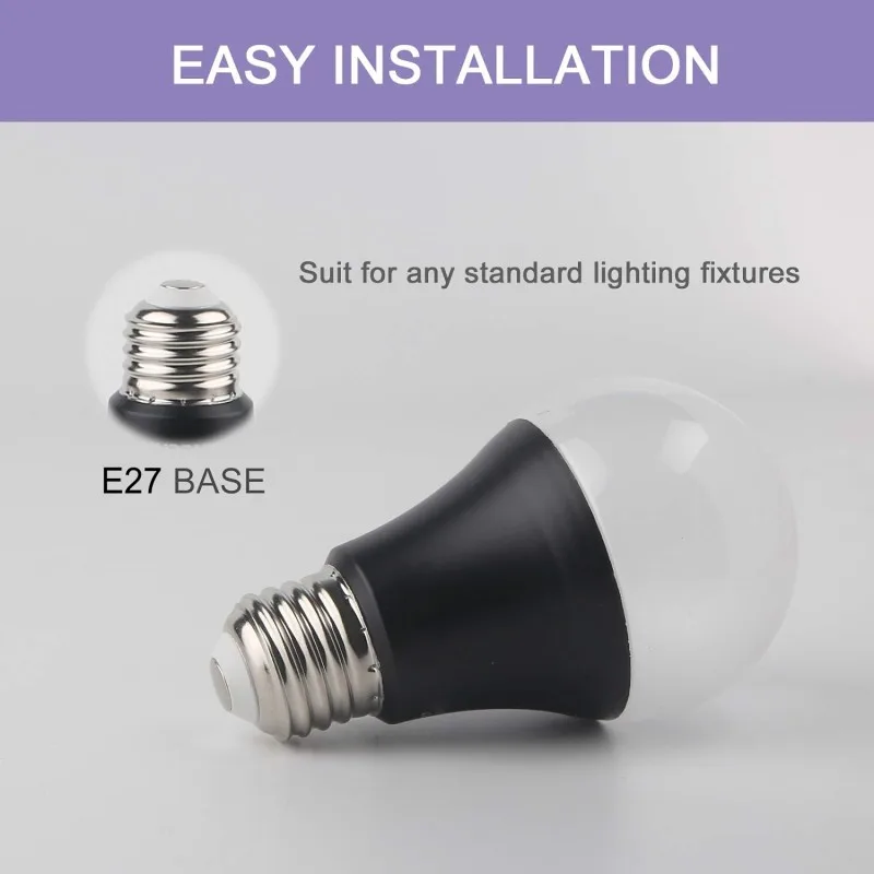 9W Led Black Light Bulb E27 UV 395nm Glow in Dark for Body Paint Club Party Neon Posters Led Blacklight 385-400nm Led Bulb Lamp