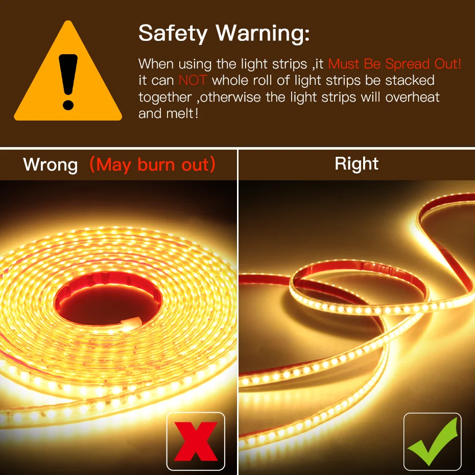 220V Led Strip Light with EU Power Plug 120LEDs/m Adhesive Flexible Tape Lamp IP67 Waterproof LED Tape Cold/Warm White Light