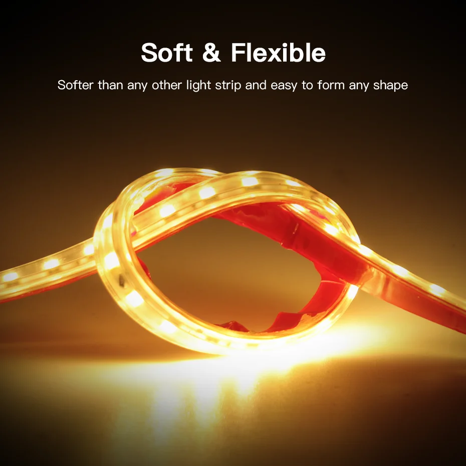 220V Led Strip Light with EU Power Plug 120LEDs/m Adhesive Flexible Tape Lamp IP67 Waterproof LED Tape Cold/Warm White Light