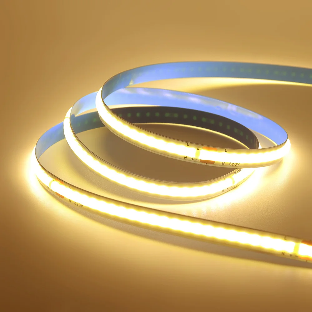 5m 10m 20m 50m COB LED Strip Light 220V Flex Tape Lamp with IC Chip High Bright 240 LEDs Linear Lighting RA90 Warm Natural White