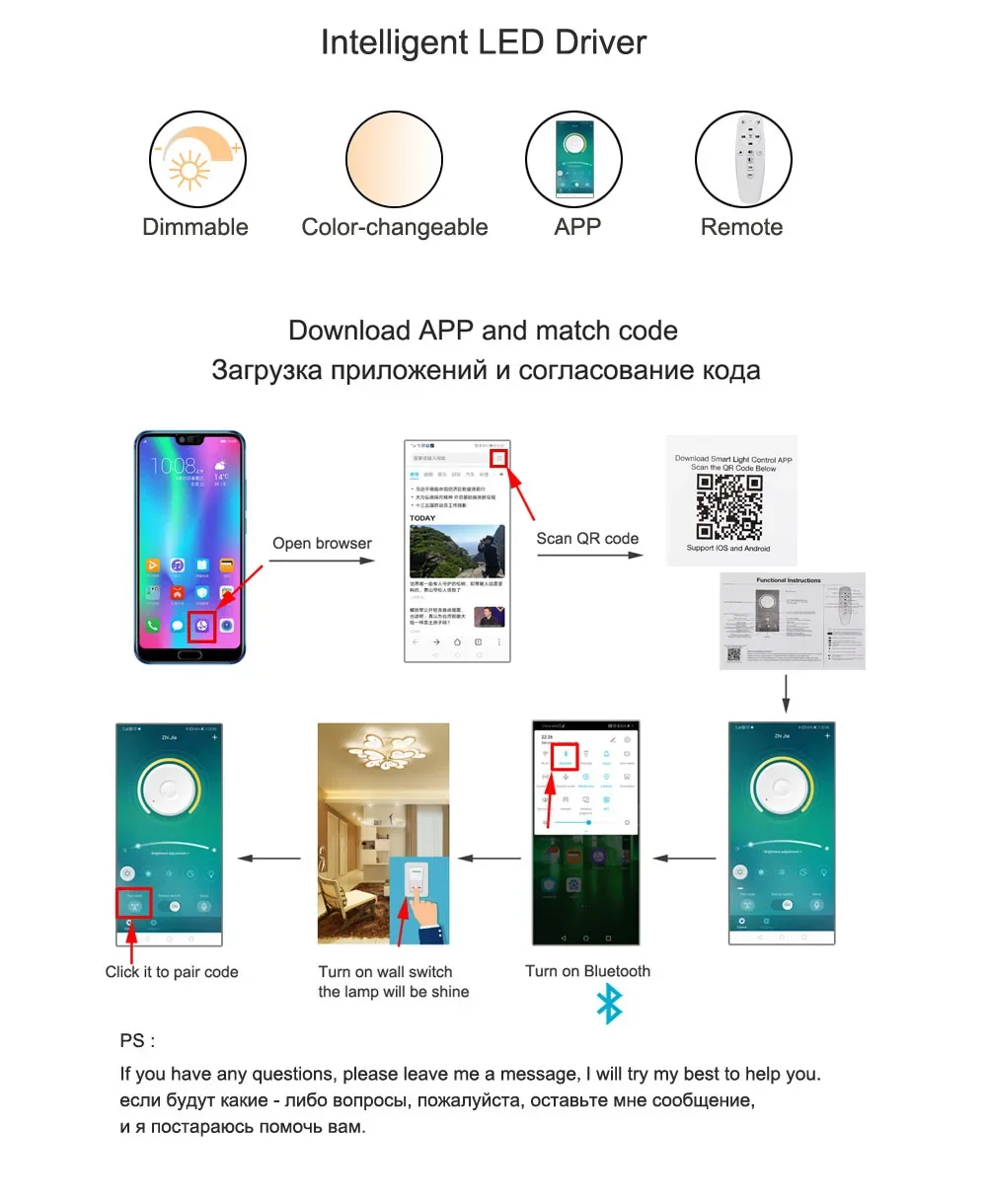 APP Control LED Driver 2.4G Remote Intelligent LED Transformer 12-24W 40W 80W 120W 360W For Dimmable Color-changeable Chandelier