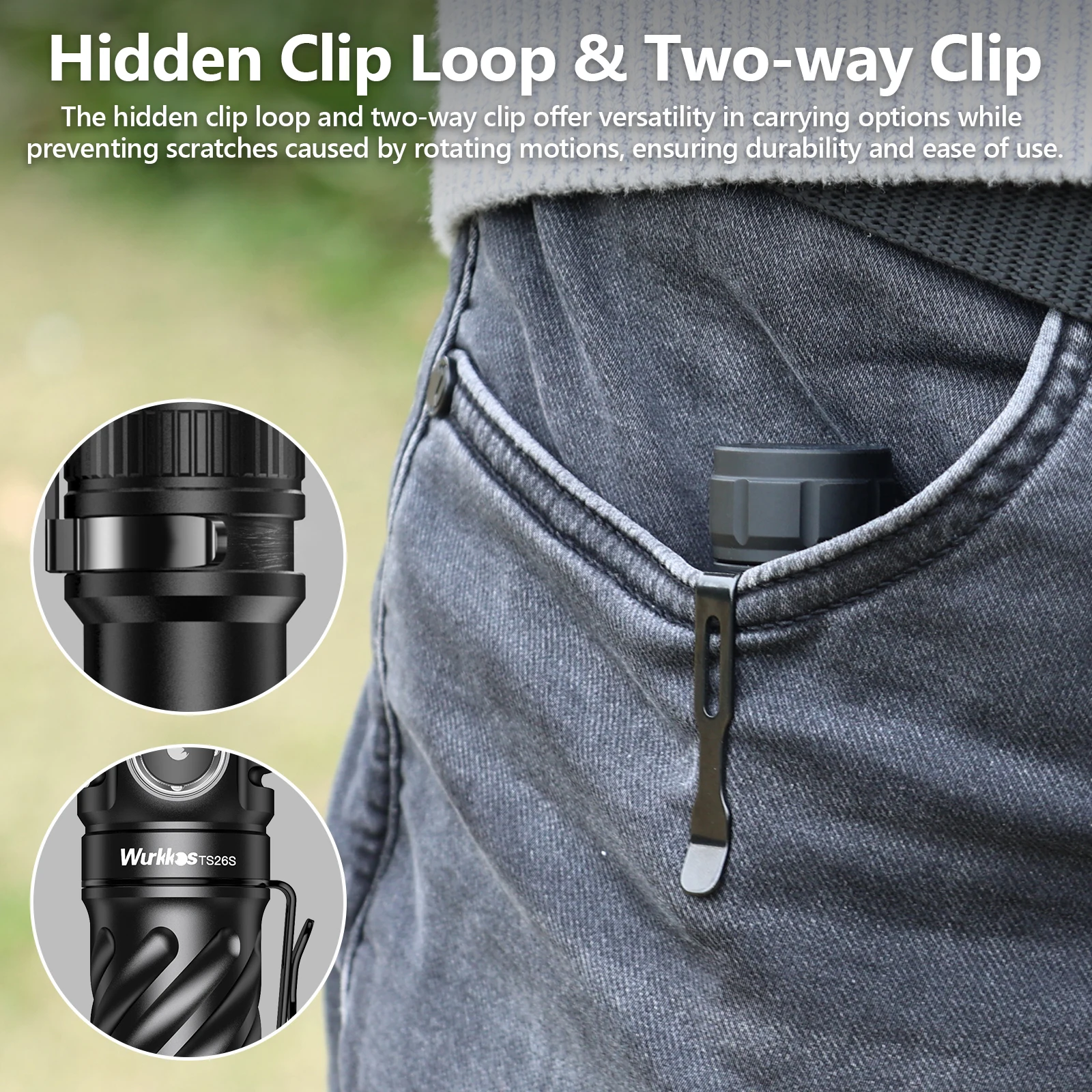 Wurkkos TS26S EDC Flashlight 519A 3100 Lumens IPX8 Water Resistance Magnetic Tail Switch Rechargeable 21700D Battery