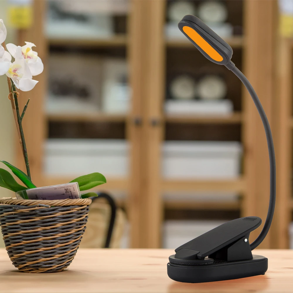 Rechargeable Clip On Blue Blocking Amber LED Light for Reading in Bed 1600K Eye Care Light for Strain-Free Healthy Eyes