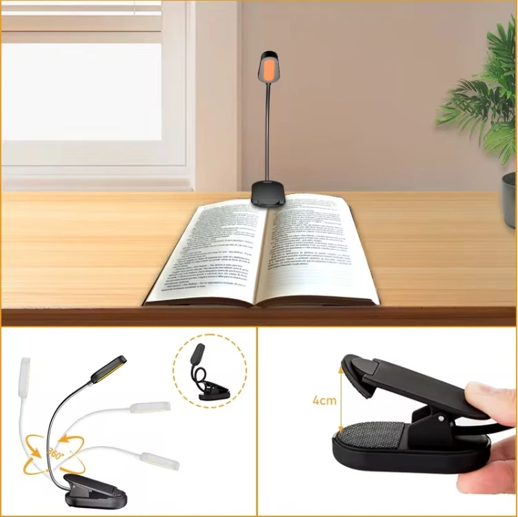 Rechargeable Clip On Blue Blocking Amber LED Light for Reading in Bed 1600K Eye Care Light for Strain-Free Healthy Eyes
