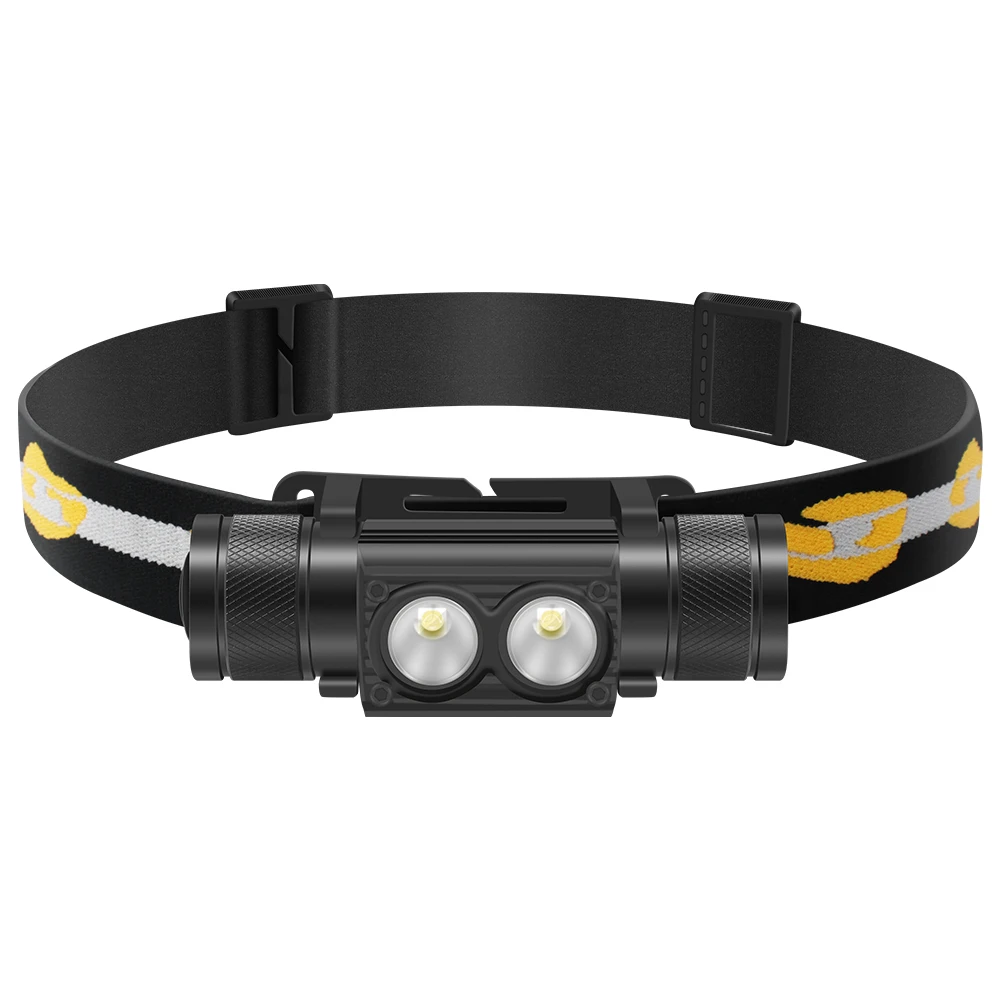 BORUiT D25 Dual LED Headlamp 2000LM Powerful Headlight Type-C Rechargeable 18650 Head Torch Waterproof Camping Fishing Lantern