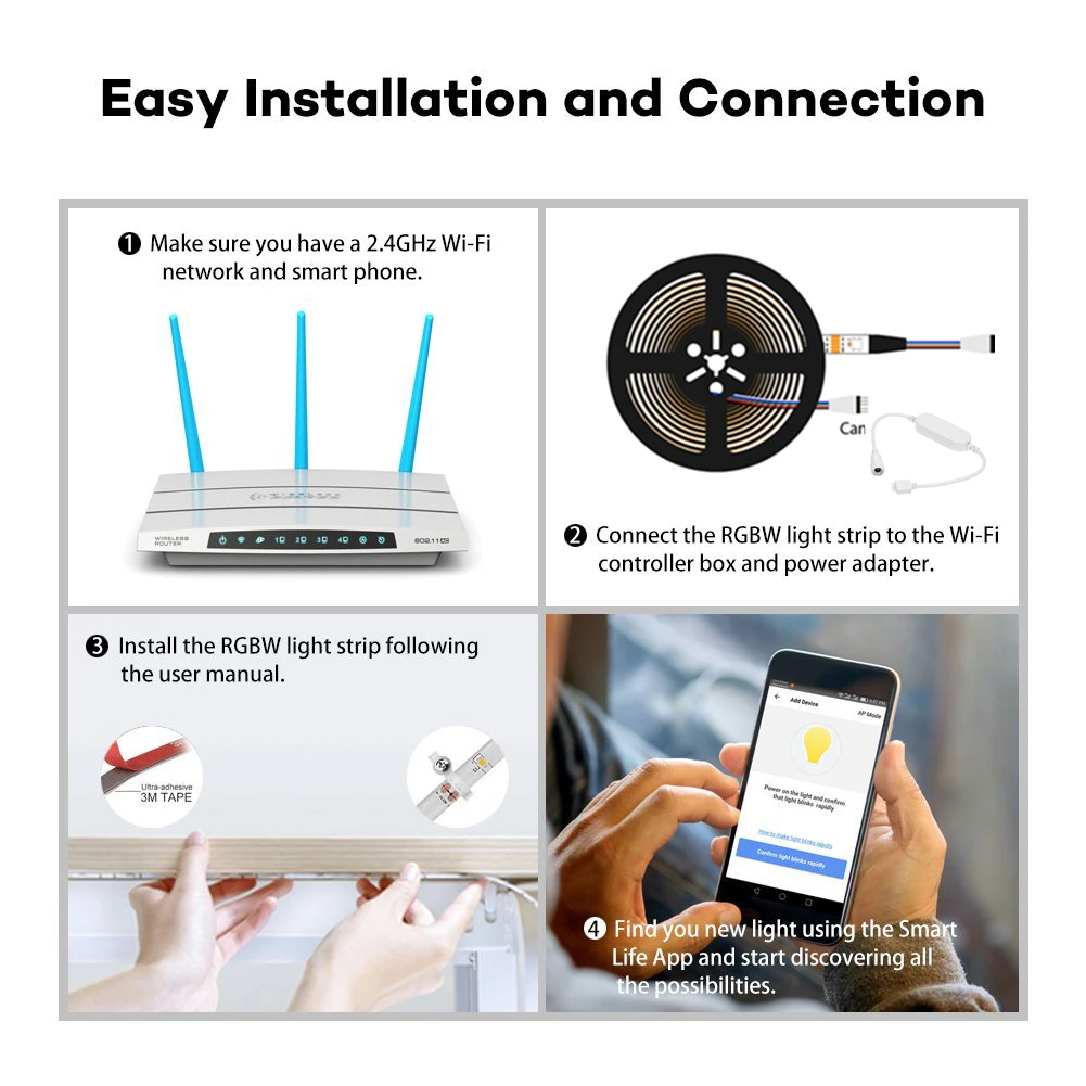 Tuya Wifi LED Controller Smart Dimmer DC5V-24V LED Strip Light CCT/RGB/RGBW for Alexa Google Home Smart Life APP Remote Control