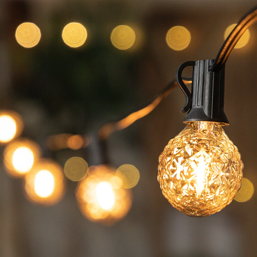 Waterproof Garden Festoon LED Light Outdoor G40 1W Ice Diamond Connectable String Lights Garland Bright Chain Wedding Decoration