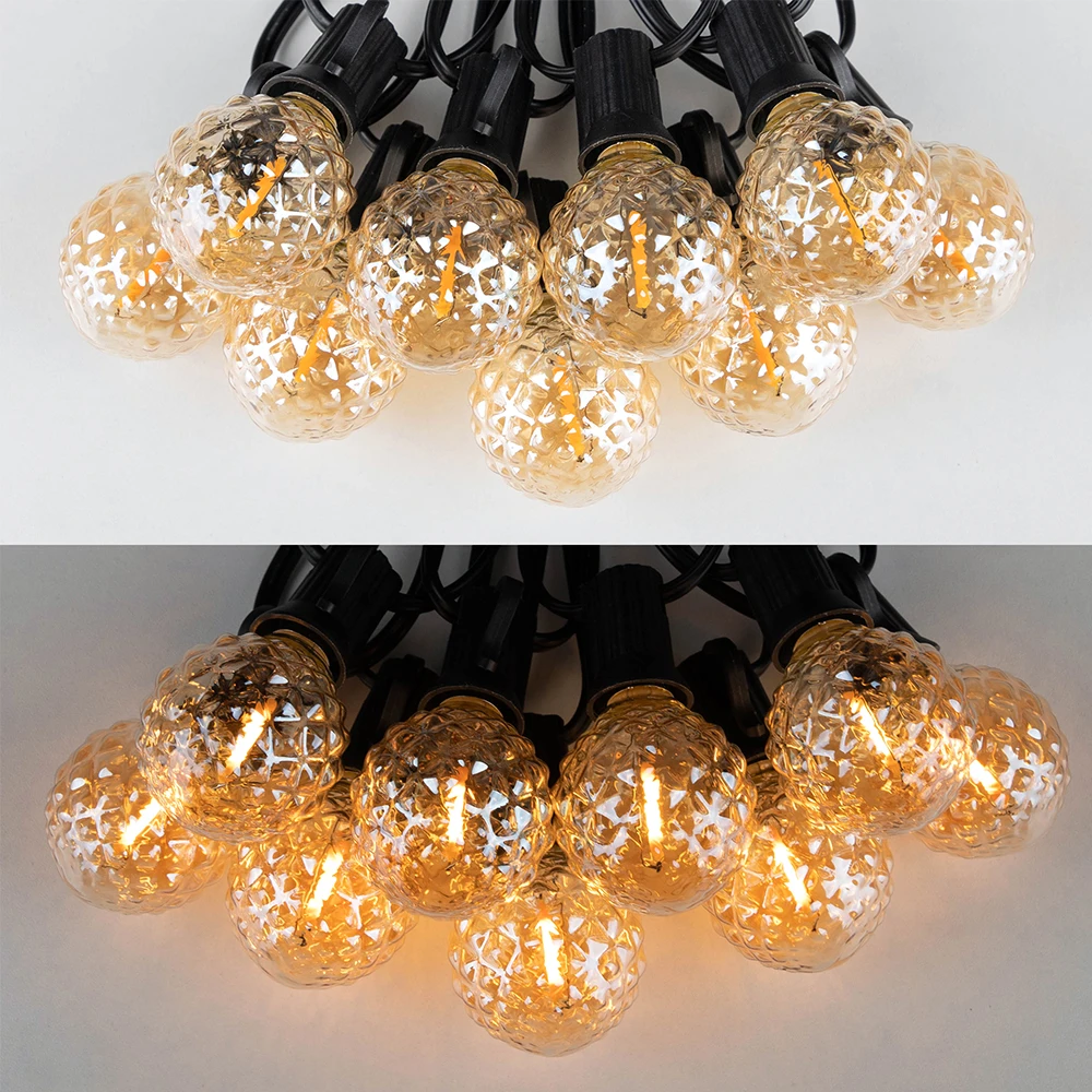 Waterproof Garden Festoon LED Light Outdoor G40 1W Ice Diamond Connectable String Lights Garland Bright Chain Wedding Decoration