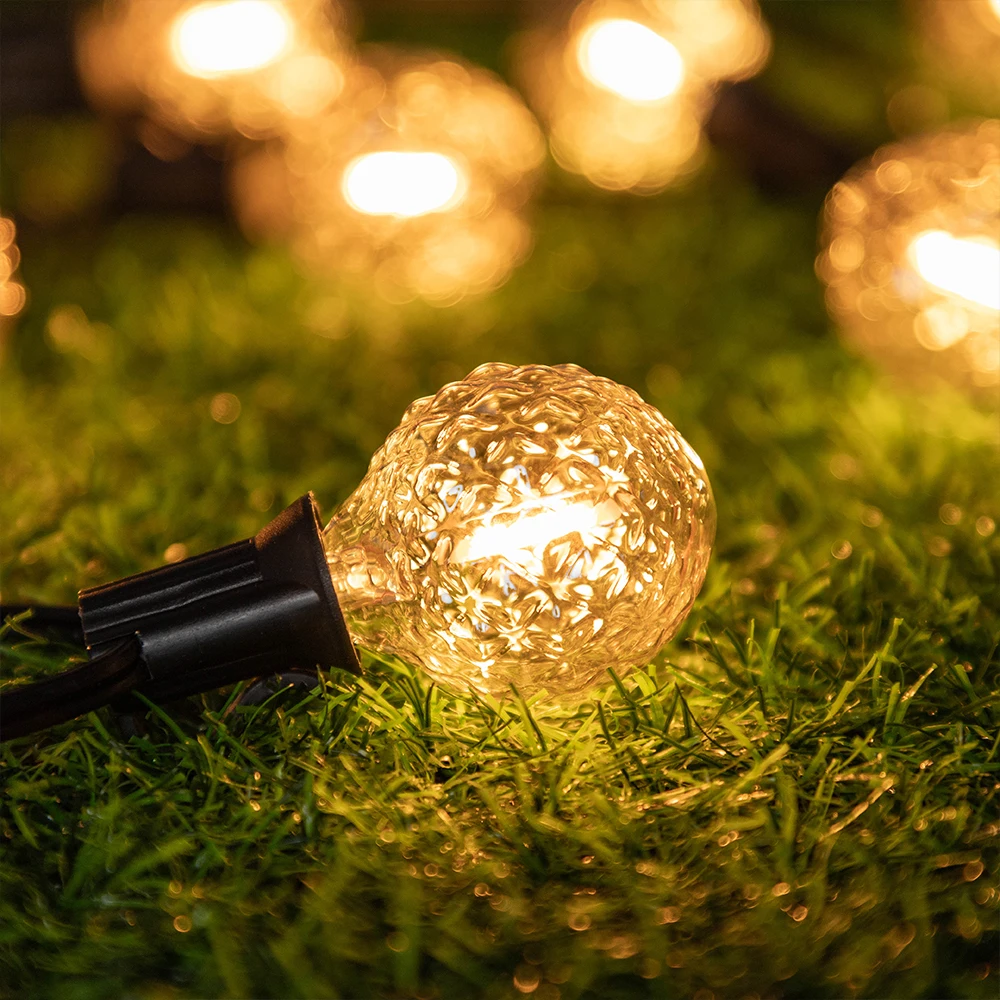 Waterproof Garden Festoon LED Light Outdoor G40 1W Ice Diamond Connectable String Lights Garland Bright Chain Wedding Decoration