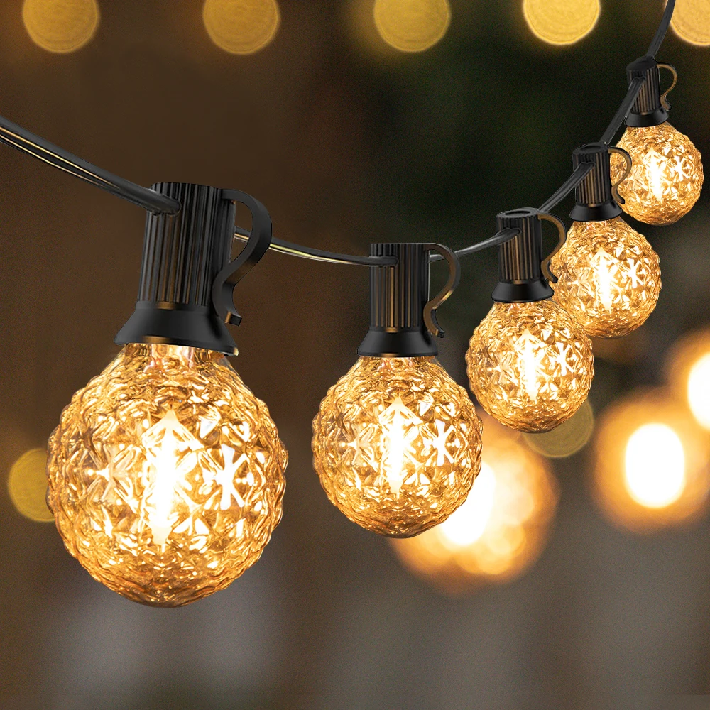Waterproof Garden Festoon LED Light Outdoor G40 1W Ice Diamond Connectable String Lights Garland Bright Chain Wedding Decoration