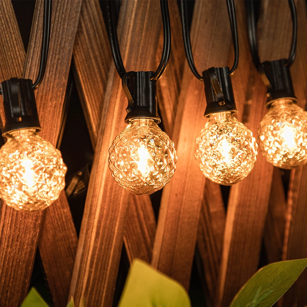 Waterproof Garden Festoon LED Light Outdoor G40 1W Ice Diamond Connectable String Lights Garland Bright Chain Wedding Decoration