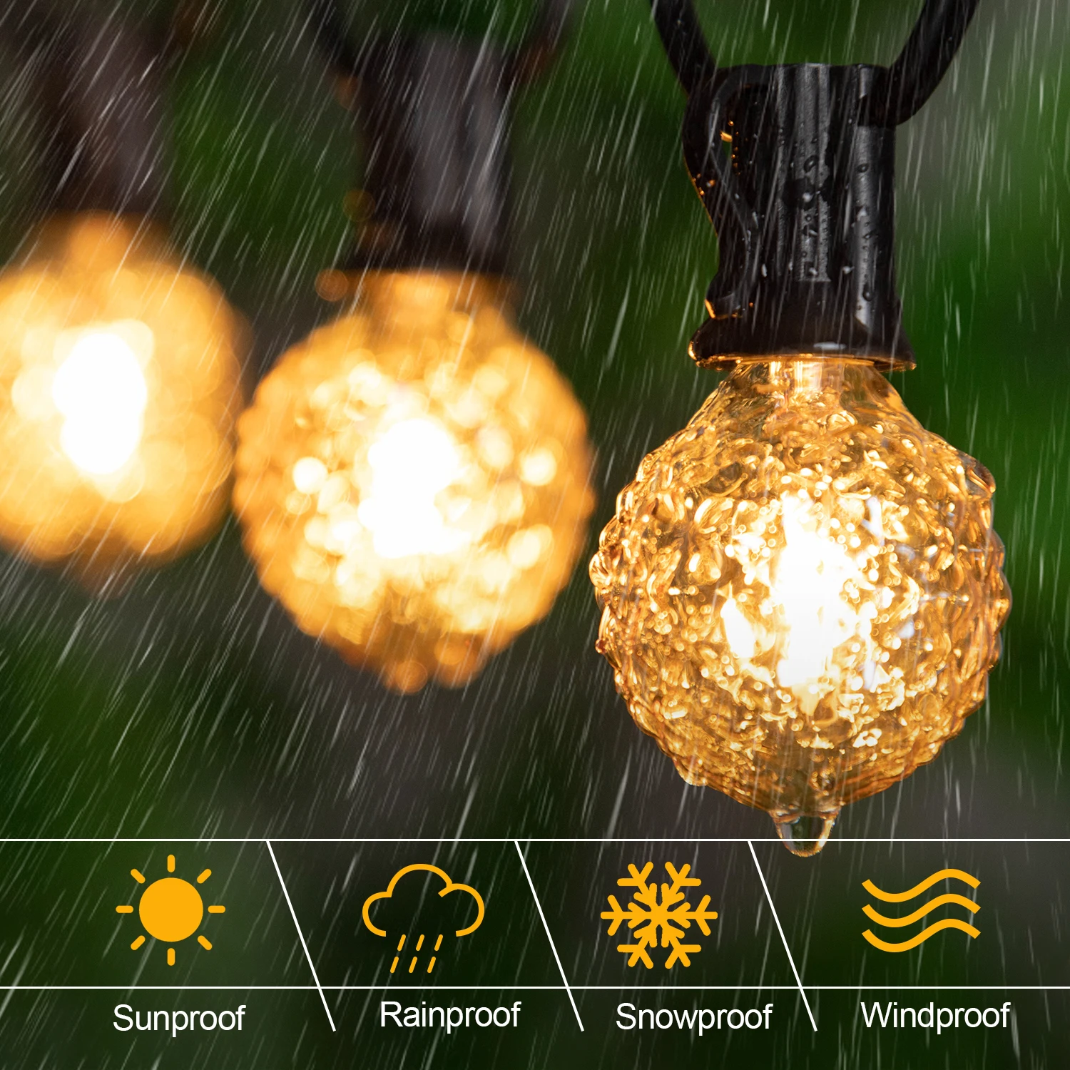 Waterproof Garden Festoon LED Light Outdoor G40 1W Ice Diamond Connectable String Lights Garland Bright Chain Wedding Decoration
