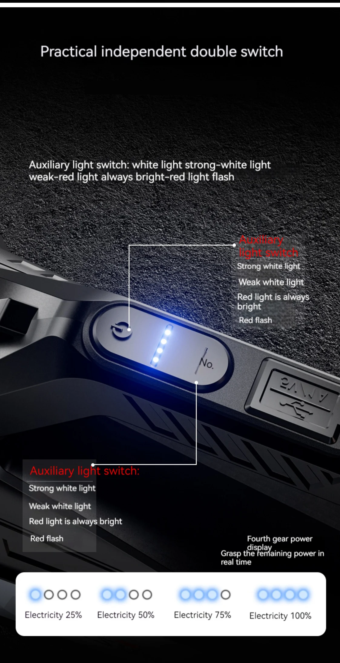 Warsun USB Rechargeable Solar Energy Camp Flashlights ABS Portable Waterproof Torch Work Light Outdoor Searchlight
