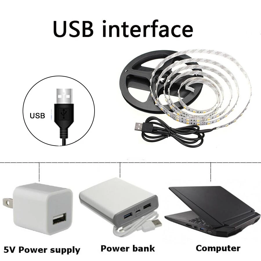 DC 5V USB LED Strips Light 2835 White Warm White Led Strip Lights for TV Backlight Home Decor 1-5m Flexible Ribbon Tape