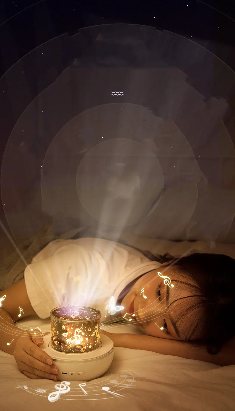 Starry Projector Night Light Rotating Sky Moon Lamp Galaxy Lamp Home Bedroom Decoration Starlight Christmas Lights for Kids Gift