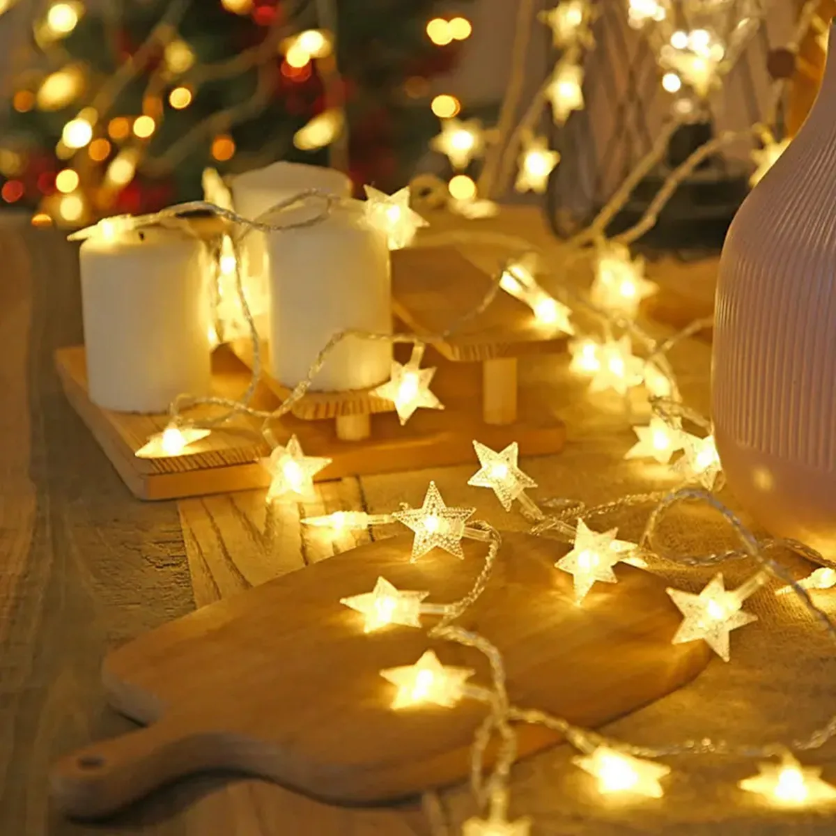 1PC 10/20/30/40 LED Star String Lights Battery Operated Fairy Lights For Christmas Tree Bedroom Room Party Home Wedding Decor