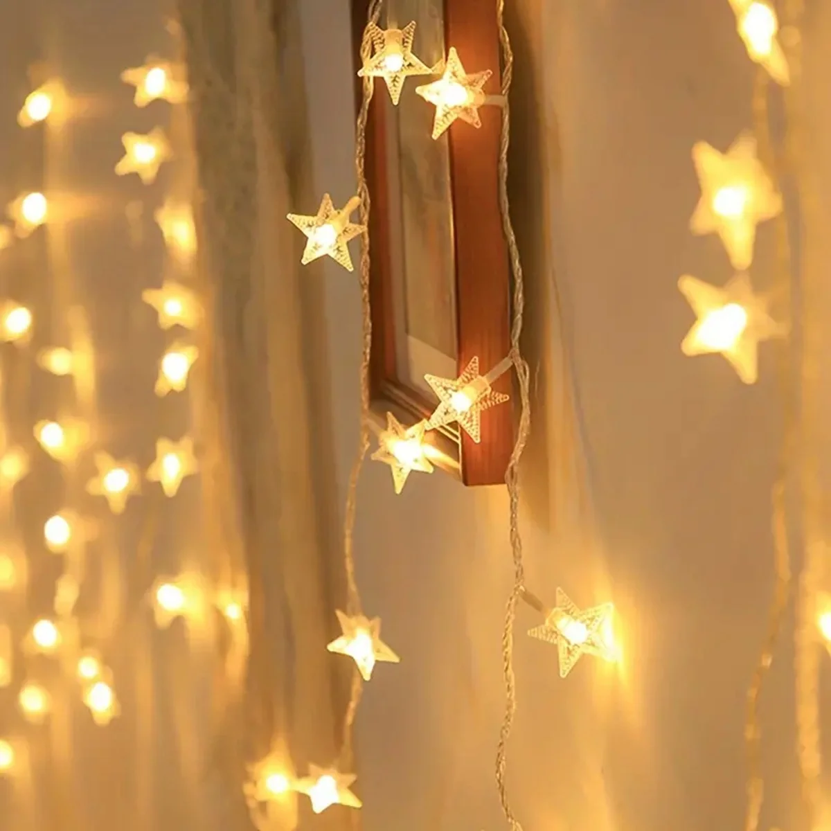 1PC 10/20/30/40 LED Star String Lights Battery Operated Fairy Lights For Christmas Tree Bedroom Room Party Home Wedding Decor
