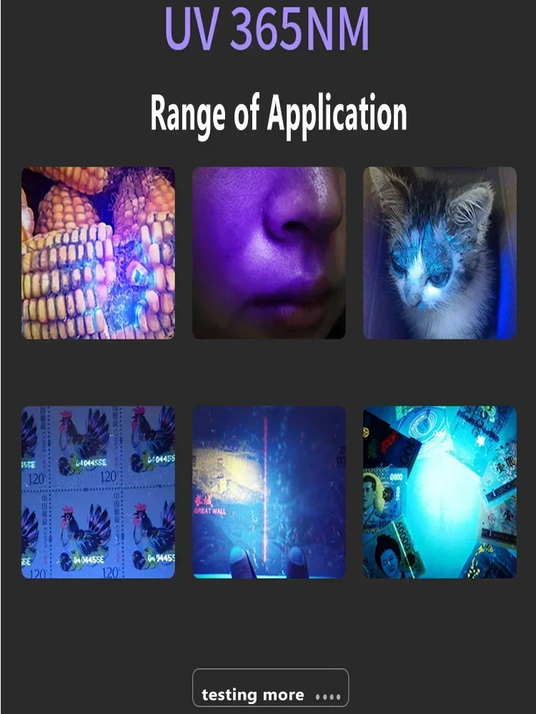 USB Rechargeable Mini 365nm UV Flashlight 3W Ultraviolet Torch Pets Urine Cat Tinea Money Ore Scorpion Detection Flashlights