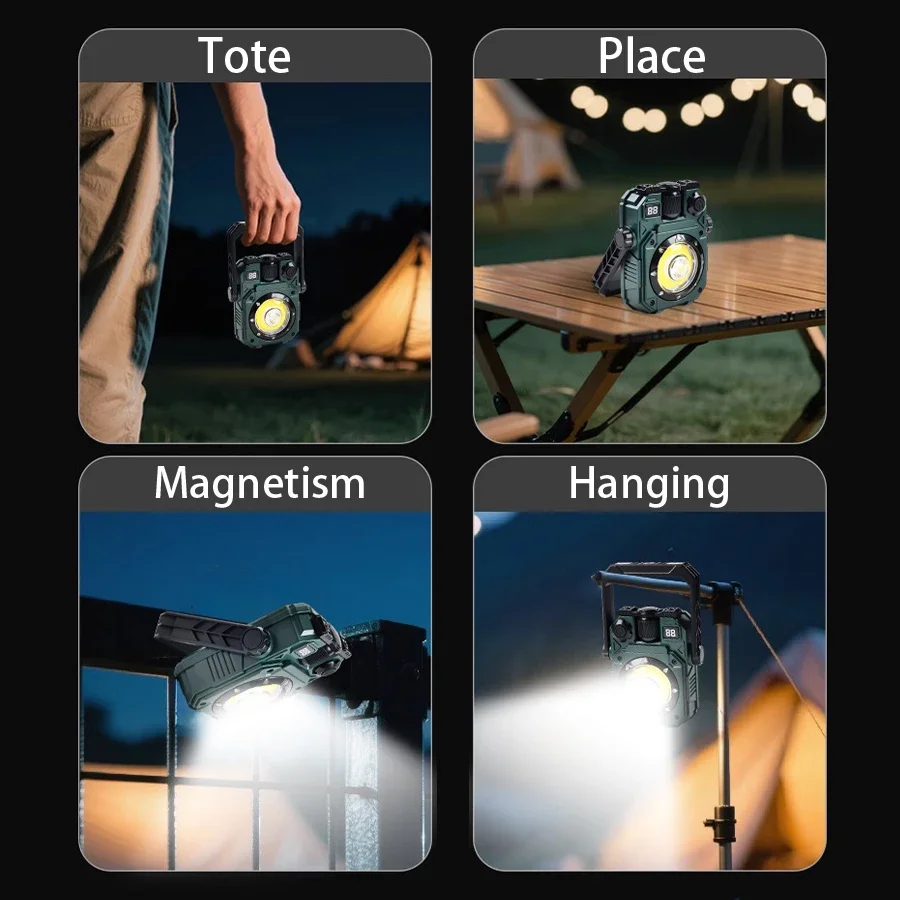 4000mAH COB Work Light USB Rechargeable LED Flashlight Portable Lantern with Magnet 7 Lighting Modes Camping Emergency Torch