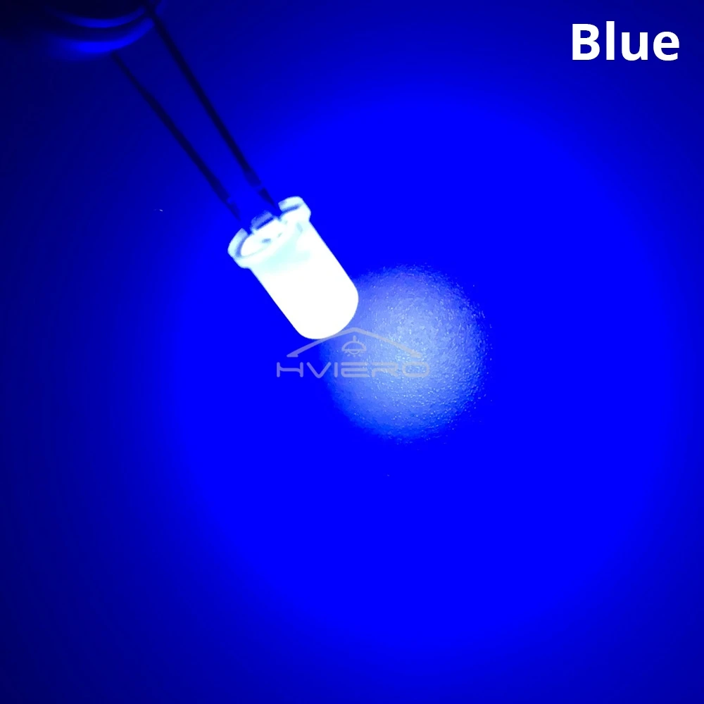 100pcs 5mm Round Diffused White Red Green Blue Yellow Warm Lightemitting Diode 2pin LED 6000~6500K Bulb Light Diodes Lamp 3V