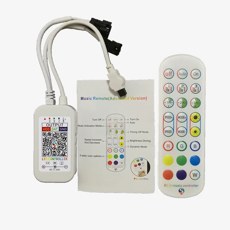 Bluetooth RGBIC LED Strip Controller Dreamcolor LED Strip Dimmer with 24 Key IR Remote Control 3pin Smart Pixel Controller