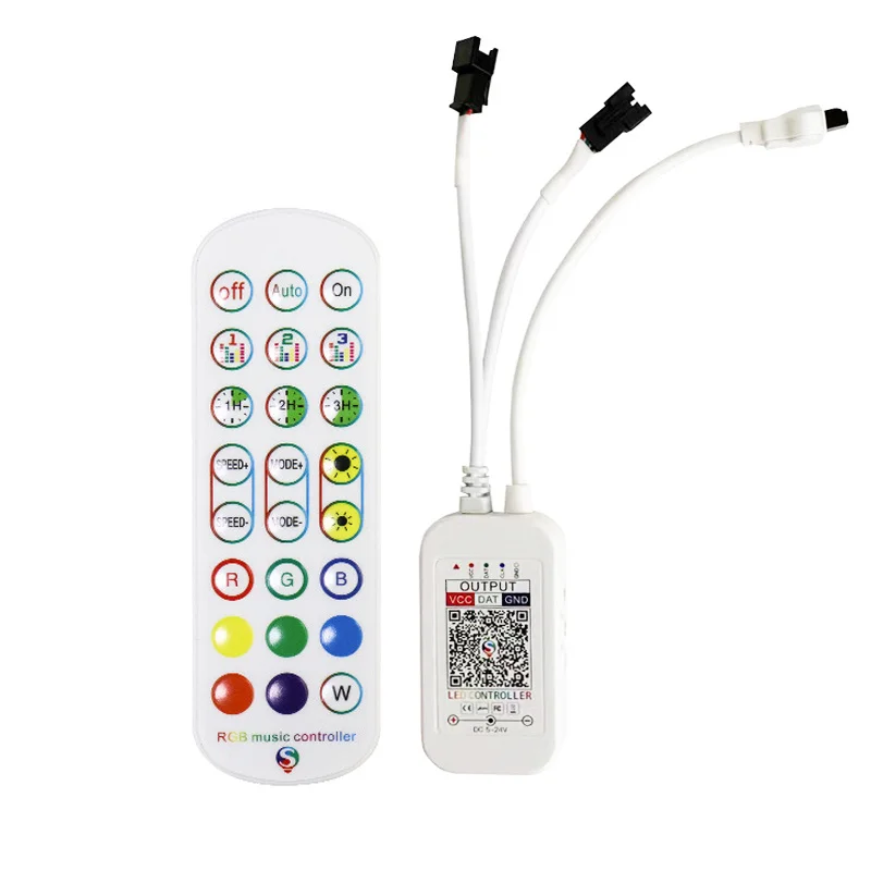 Bluetooth RGBIC LED Strip Controller Dreamcolor LED Strip Dimmer with 24 Key IR Remote Control 3pin Smart Pixel Controller