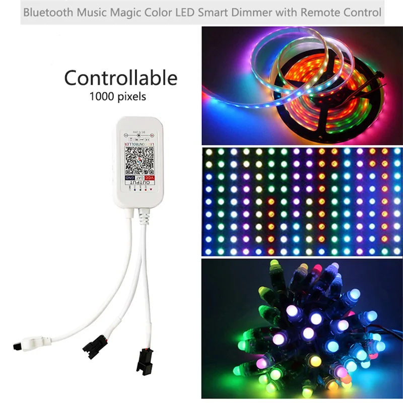 Bluetooth RGBIC LED Strip Controller Dreamcolor LED Strip Dimmer with 24 Key IR Remote Control 3pin Smart Pixel Controller