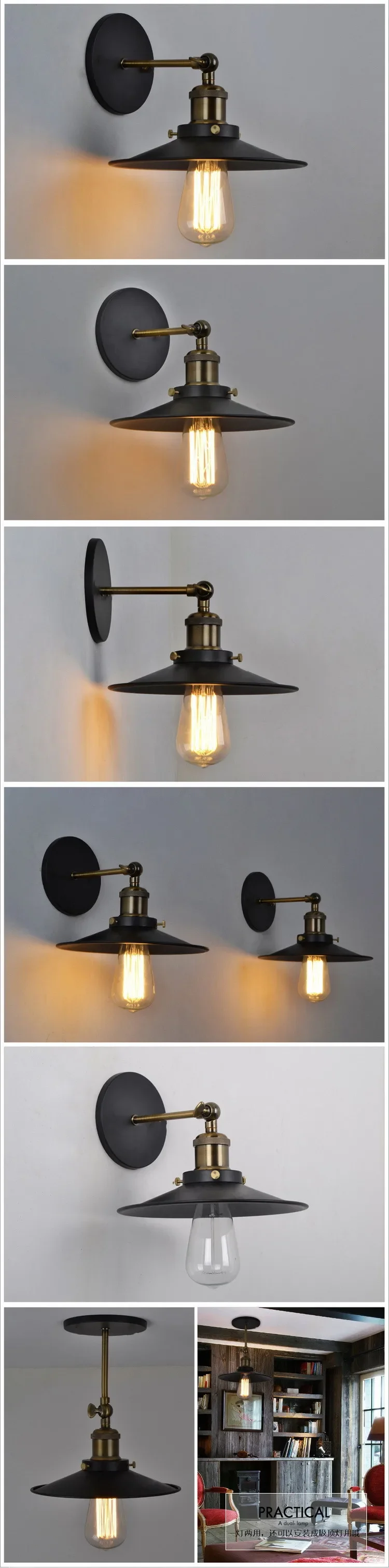 American Industrial Style Wall Lamp Staircase Hallway Bedside Wall Lamp Retro Decorative Wall Light Iron Wall Lamp