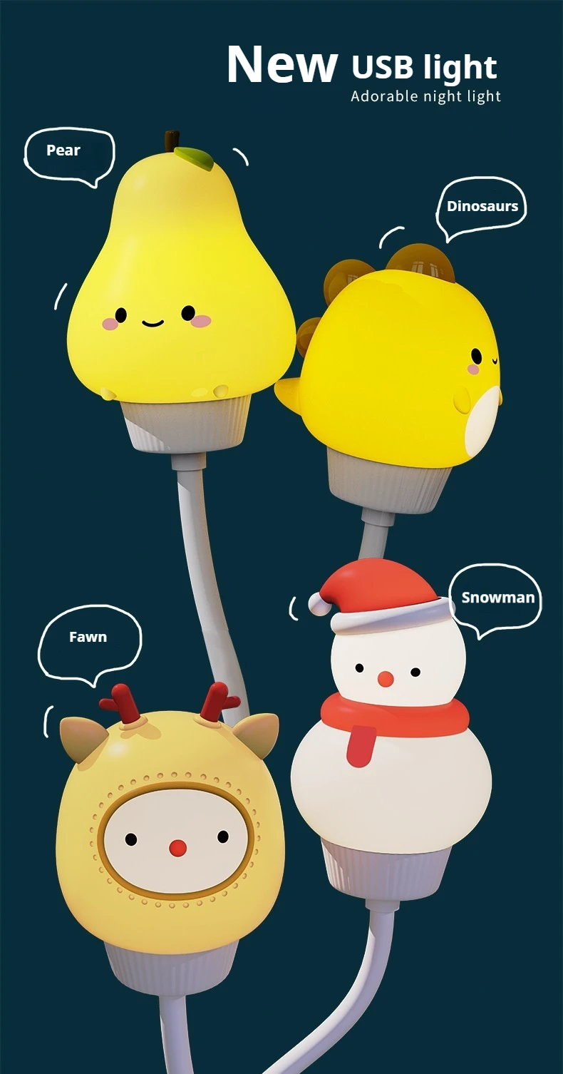 GGbingo Night Light USB/Remote Control LED Cute Cartoon Night Lamp Bear Kitten Light for Kid Bedroom Decor Bedside Lamp