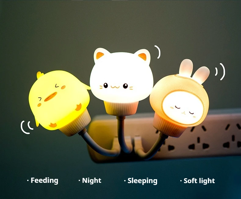 GGbingo Night Light USB/Remote Control LED Cute Cartoon Night Lamp Bear Kitten Light for Kid Bedroom Decor Bedside Lamp