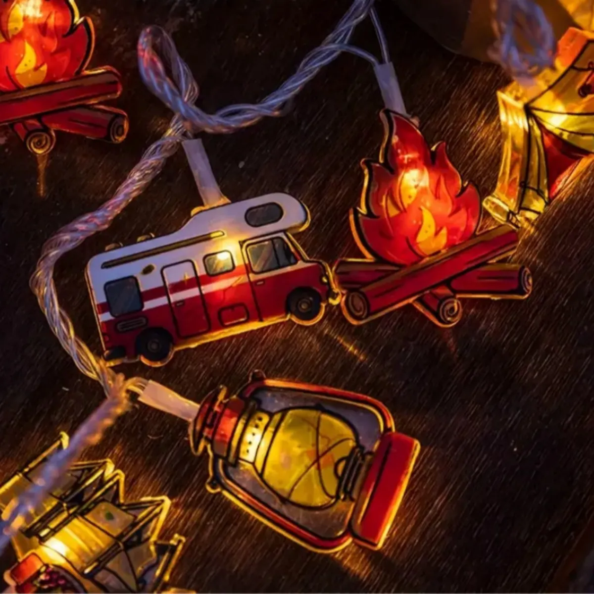 1pc LED Camping Pattern String Lights Camping Shape Atmosphere Decorative Fairy Lamp For Outdoor Camping Home Garden Yard Decor