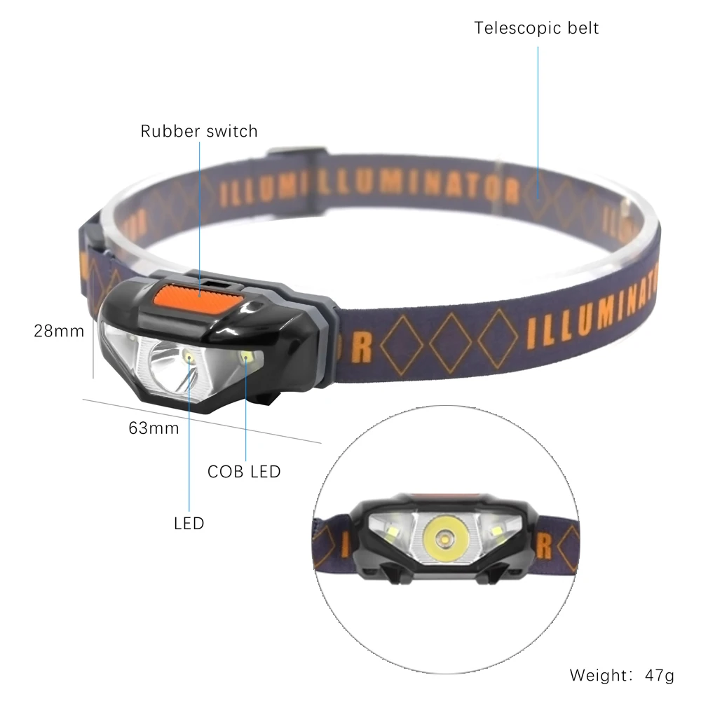 Mini Head Lamp 3 Modes Waterproof LED Flashlight Headlight Headlamp Torch Lanterna with Headband Use AA Battery