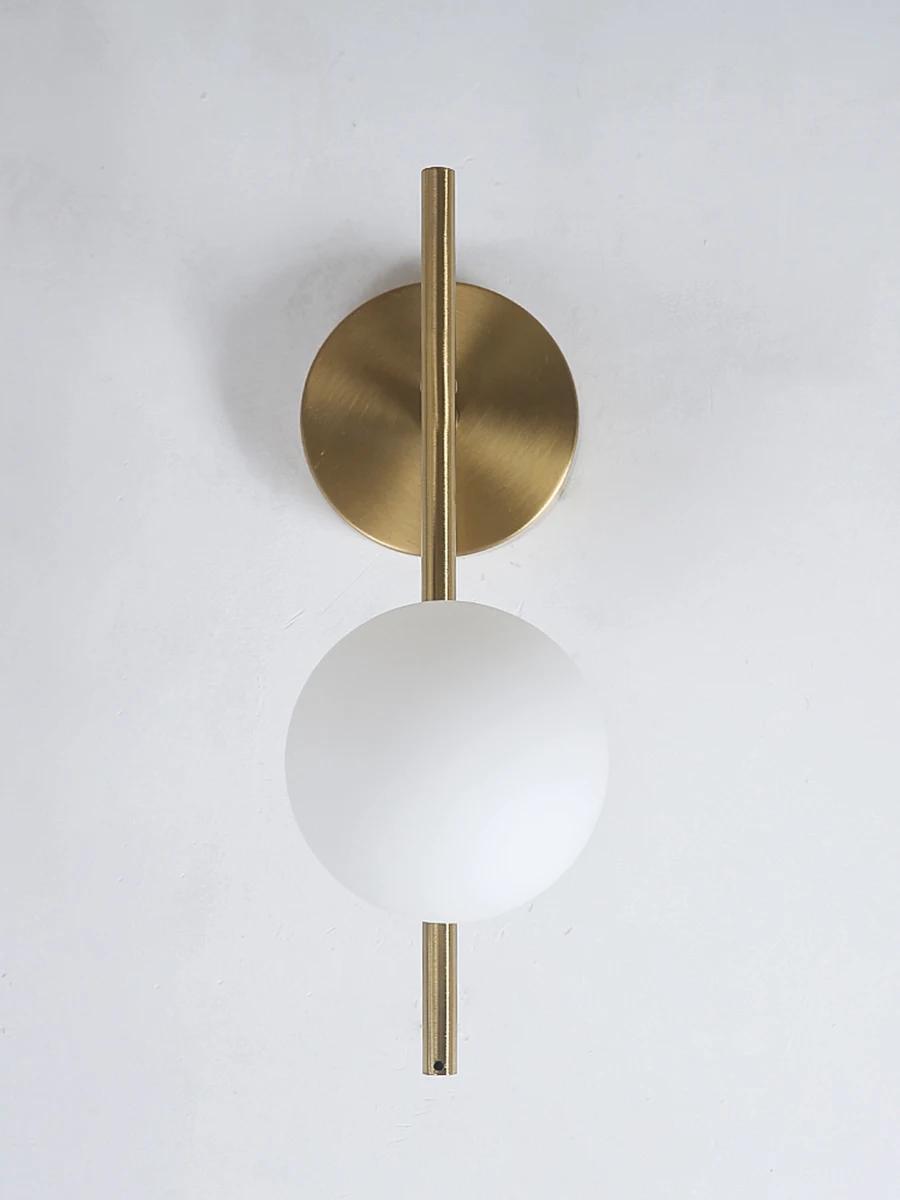 Modern Led Wall Lamps Indoor Golden Wall Lights with Milky Glass Round Ball Bedside Wall Lights Double G9 Bulbs with Light Bulb