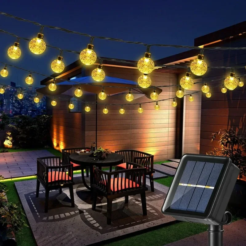 Solar String Lights Outdoor 100 LED Crystal Globe Light Waterproof Solar Fairy Light for Christmas Halloween Party Festoon Decor