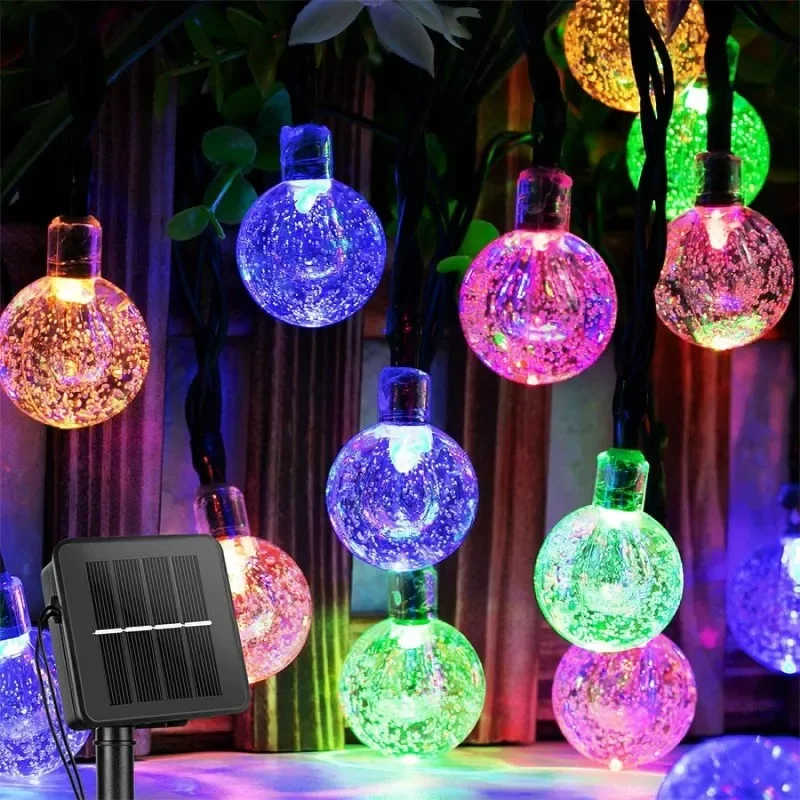Solar String Lights Outdoor 100 LED Crystal Globe Light Waterproof Solar Fairy Light for Christmas Halloween Party Festoon Decor