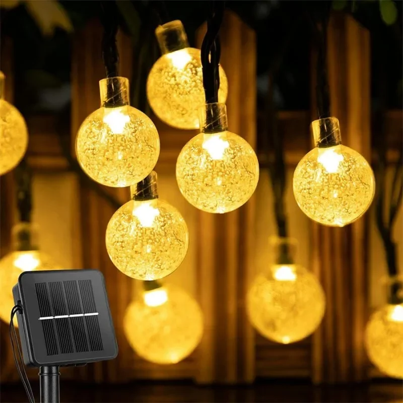 Solar String Lights Outdoor 100 LED Crystal Globe Light Waterproof Solar Fairy Light for Christmas Halloween Party Festoon Decor