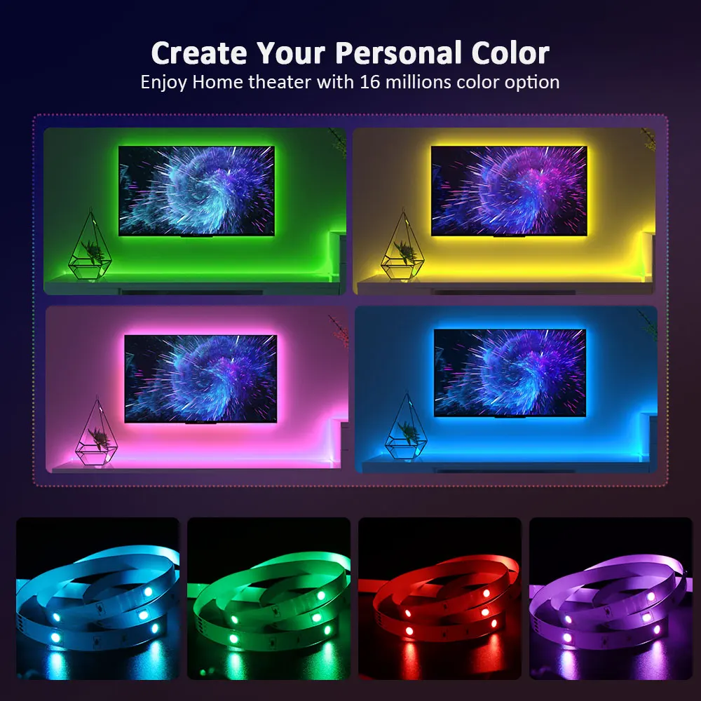 LED Strip Lights RGB ,5V 1M-30M,16 million colors, RGB , Led Strip Lighting Music Sync, Color Changing for Party Home