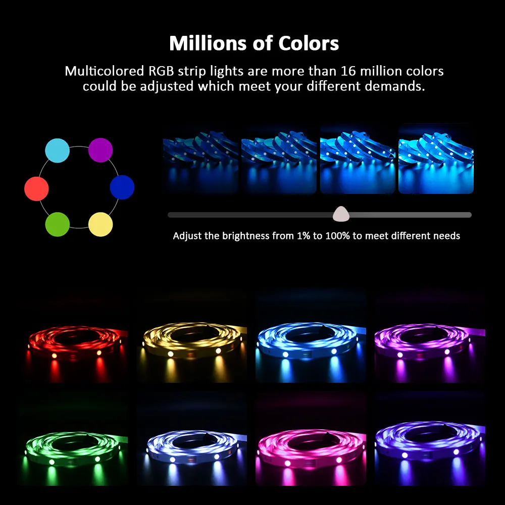 LED Strip Lights RGB ,5V 1M-30M,16 million colors, RGB , Led Strip Lighting Music Sync, Color Changing for Party Home