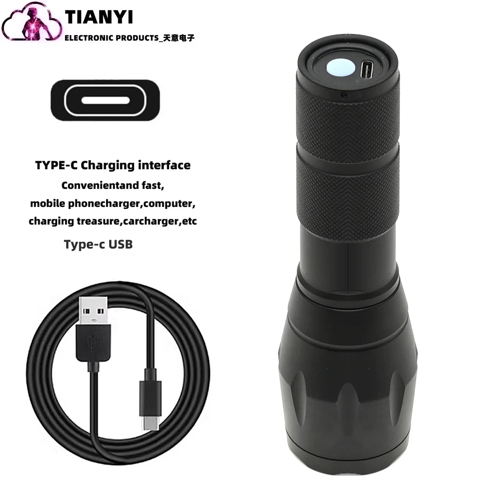 Type-c Rechargeable Red Light Flashlight,Tactical Torch,LED Red Hunting Light,1 Modes Hunting Lights Detector Night Observation