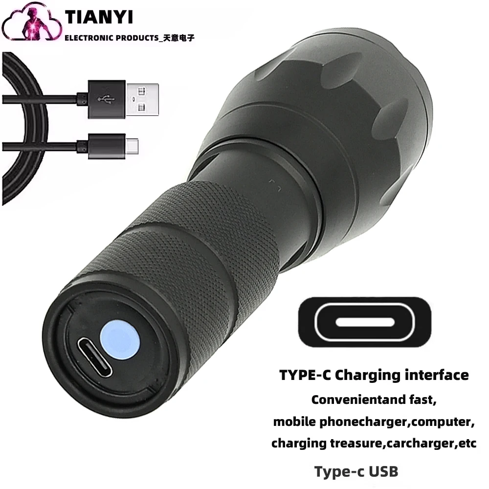 Type-c Rechargeable Red Light Flashlight,Tactical Torch,LED Red Hunting Light,1 Modes Hunting Lights Detector Night Observation