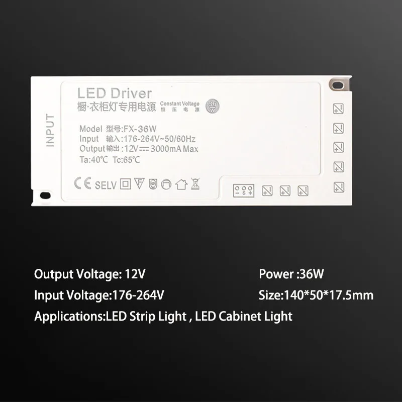 LED Cabinet Light Driver 12V 24V LED Strip Light Power Supply