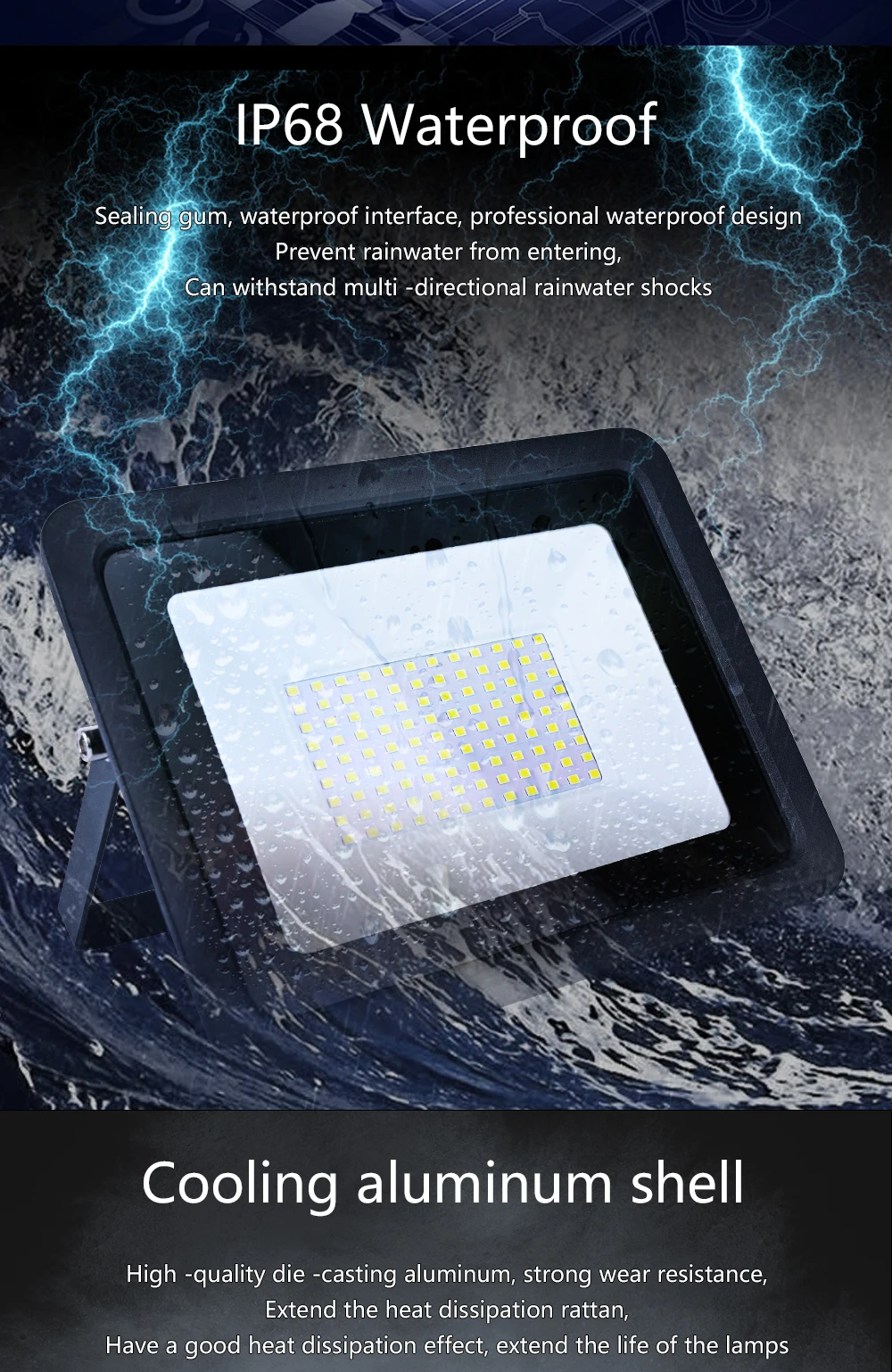 LED Flood Light 10W 20W 30W 50W 100W AC220V Outdoor IP68 Waterproof Reflector Spotlight Street Light Wall Lamps Garden Lighting