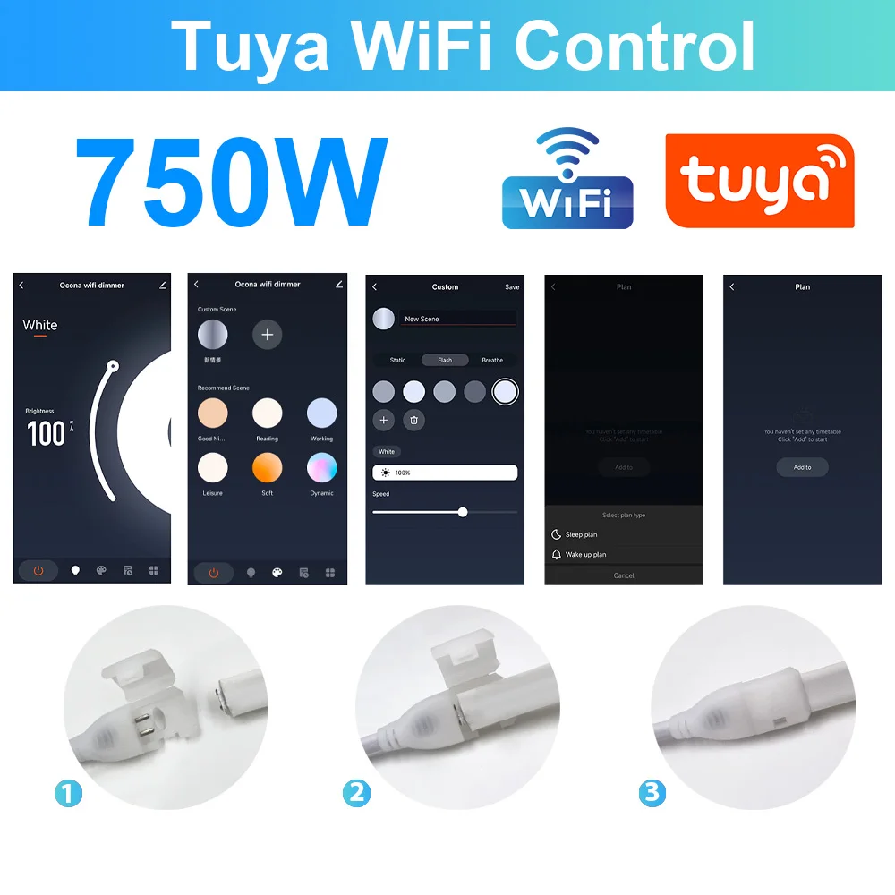 LED Dimmer Controller IR Remote/Tuya WIFI/Bluetooth/RF Touch Panel For 8MM PCB 110V 220V 288Leds/m 360LEDs/m No Wires COB Strip