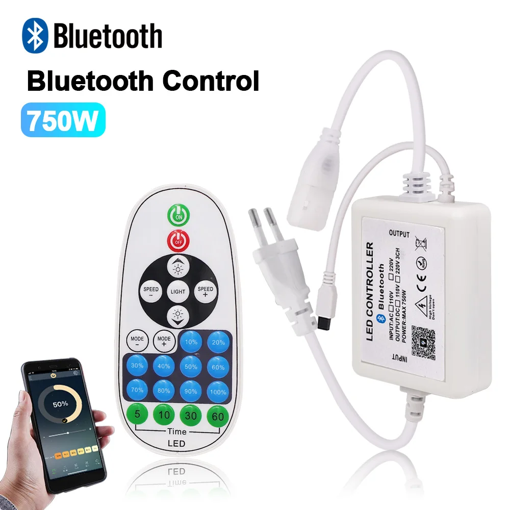 LED Dimmer Controller IR Remote/Tuya WIFI/Bluetooth/RF Touch Panel For 8MM PCB 110V 220V 288Leds/m 360LEDs/m No Wires COB Strip