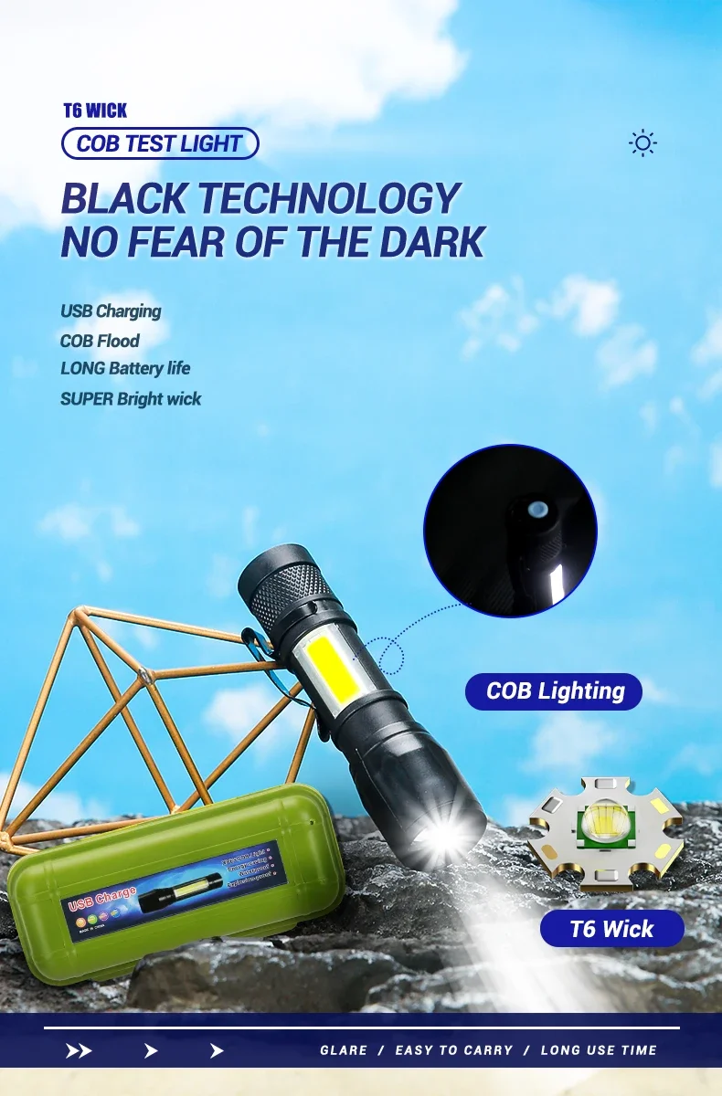 1-5PCS Mini LED Flashlight Zoom Torch COB+XPE Lamp Built-in Battery Lamp Outdoor Waterproof Emergency Pocket Light With Pen Clip
