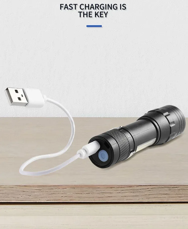 1-5PCS Mini LED Flashlight Zoom Torch COB+XPE Lamp Built-in Battery Lamp Outdoor Waterproof Emergency Pocket Light With Pen Clip