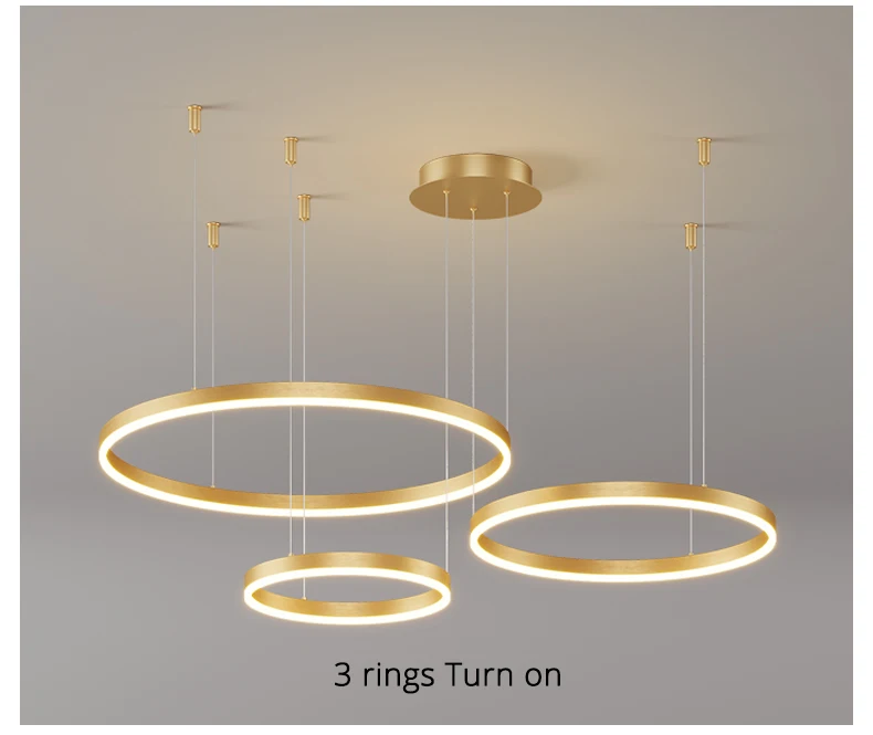 Modern LED Living Room Chandelier White/Gold Ring Ceiling Light For Dining Room Bedroom Kitchen Lustre Home Indoor Lighting
